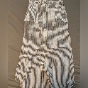 COPY - Red and cream long linen skirt Large